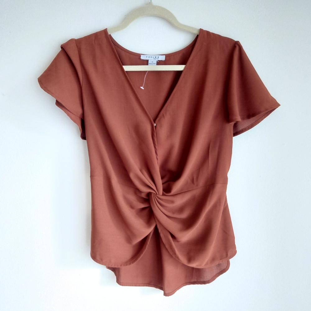 FavLux Paprika Front Knot Top Size Small
